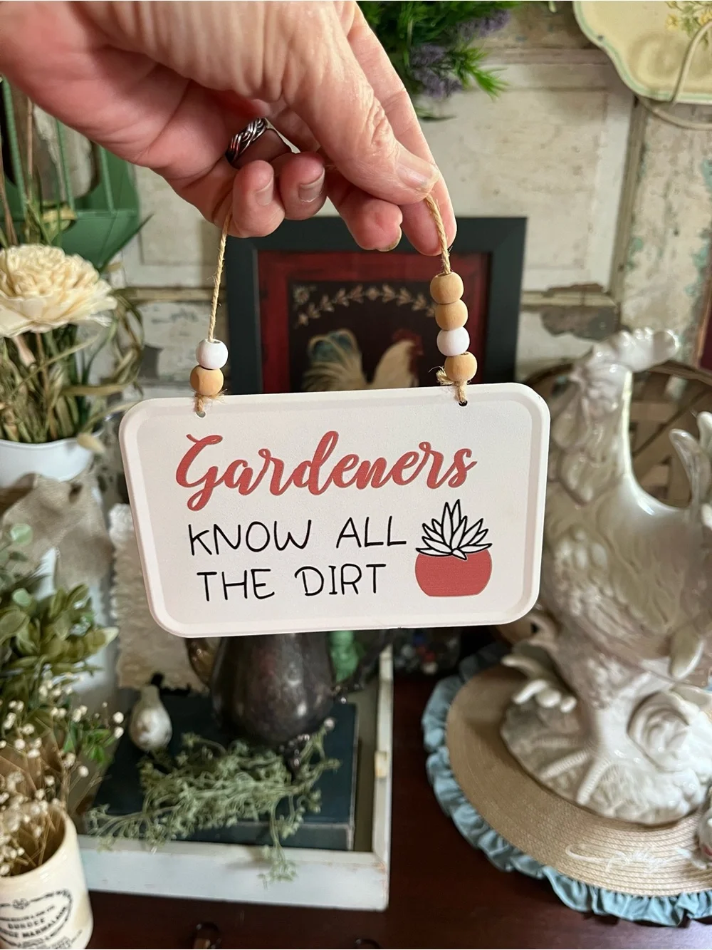 Gardeners Collection. One small gardener metal sign & Set of 3 Herb Signs
